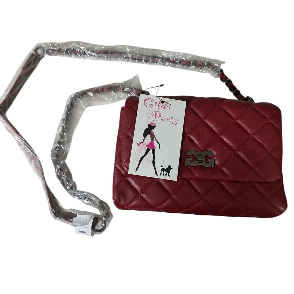 Red Quilted Crossbody Bag with Leather Texture